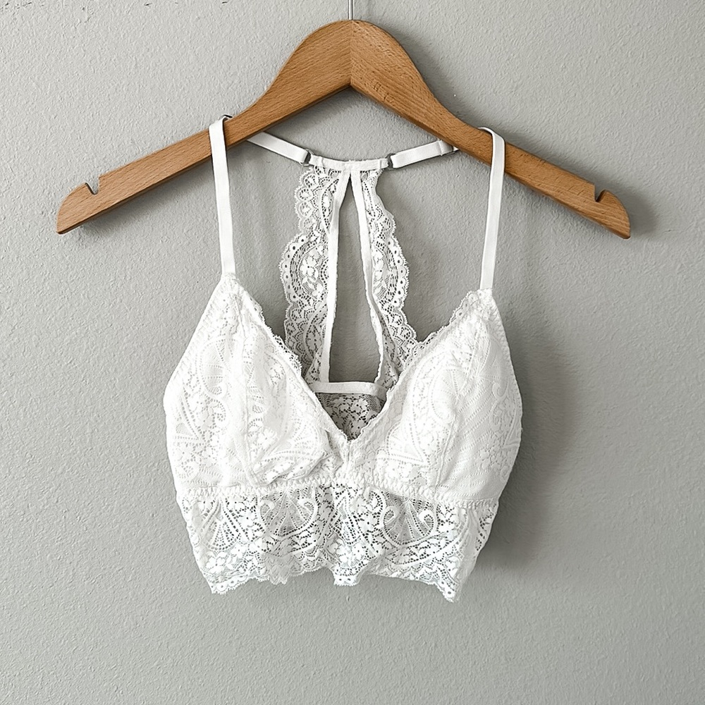 Gilly Hicks Cream Lace Racerback Bralette Lightly Padded Medium